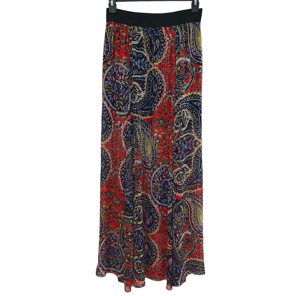 bebe Women’s Maxi Sheer Paisley 4 Panels Over Mini Skirt Size Large